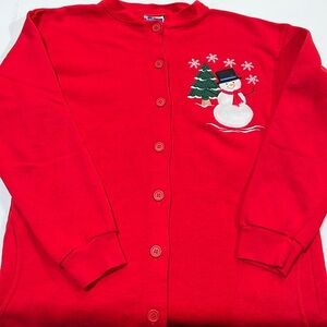 Vintage‎ sweatshirt jacket - Endless Designs, L, snowman appliquéd